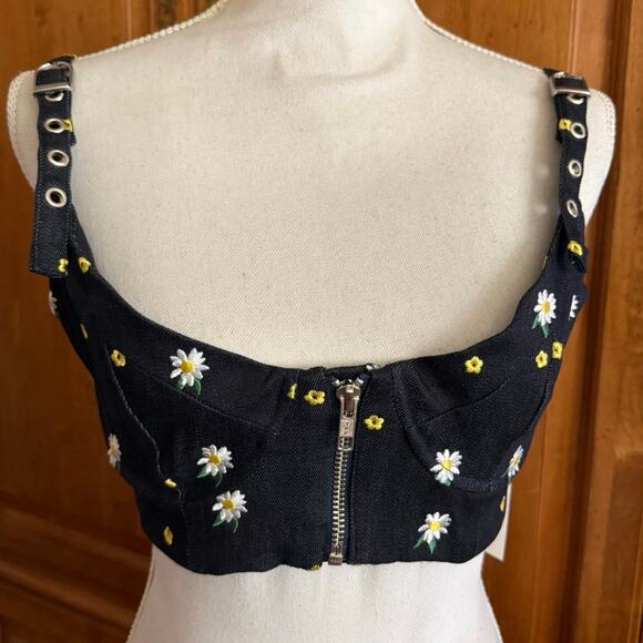 Miaou Dylan Bra embroidered Daisy opening zip front Opening Ceremonies M medium - Picture 4 of 16